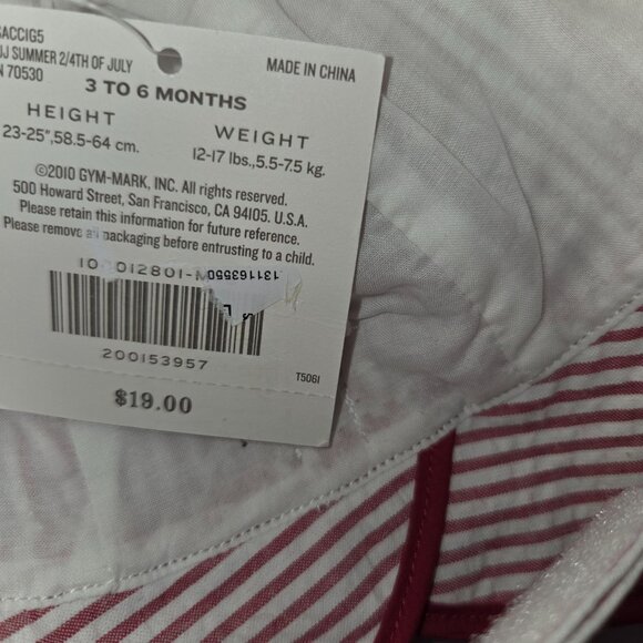 Janie & Jack Baby Girls Striped Sun Hat With Bow 3-6 Months Cotton 3951 - Picture 2 of 5